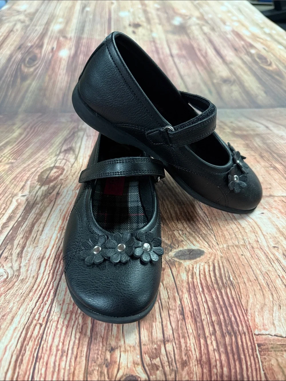 Stride Rite Black Girls Mary Jane Shoes with Flower Accents size: 13